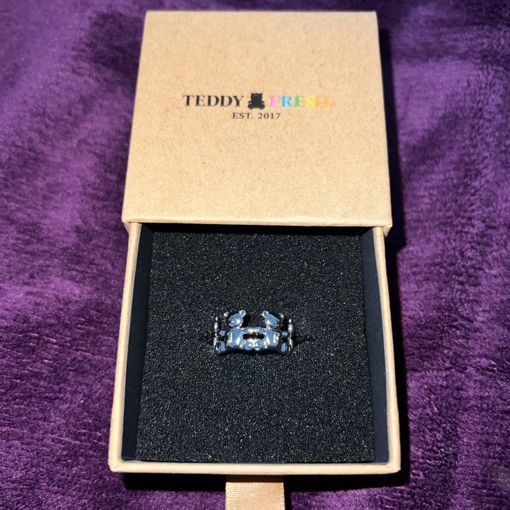 Teddy Fresh Silver Solitaire Bear Ring